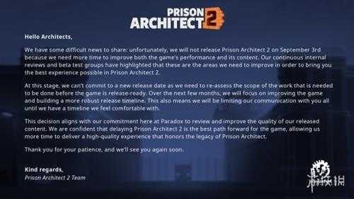 《监狱建筑师2》官方宣布将无限期延迟！新发售日未定