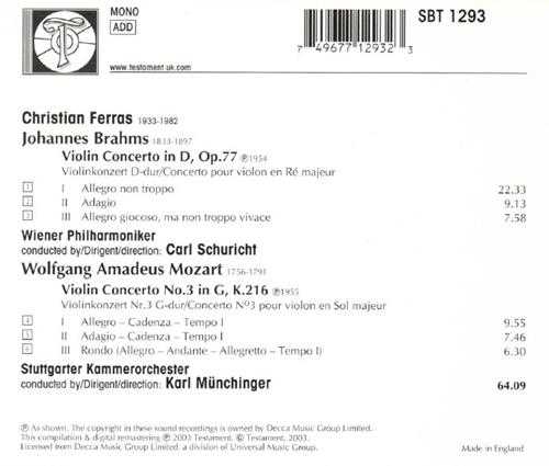 Brahms,Mozart费拉斯-ViolinConcertos-Ferras勃拉姆斯、莫扎特小提琴协奏曲[WAV+CUE].