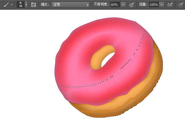 Photoshop绘制漂亮的草莓味双层甜甜圈饼干