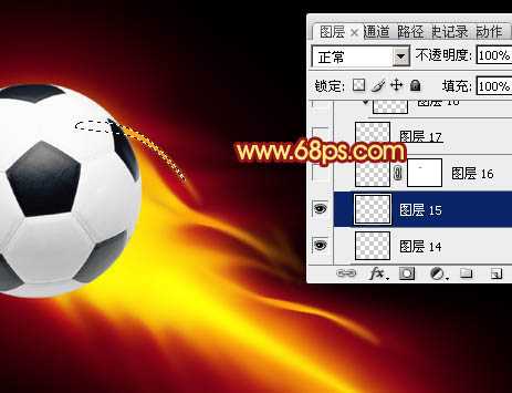 Photoshop为足球增加绚丽的动感火焰
