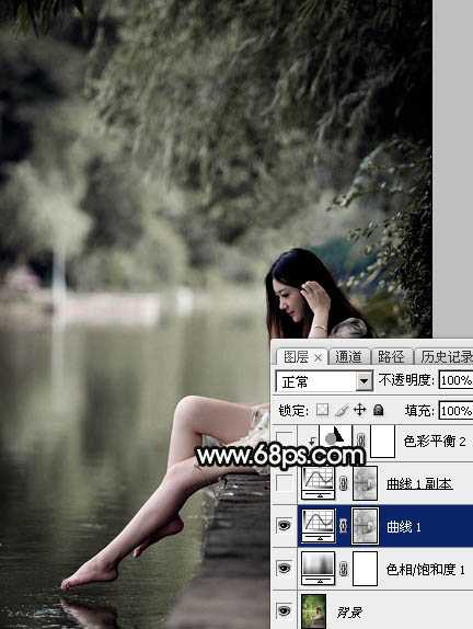 Photoshop为湖景人物图片打造唯美的中性黄褐色效果教程