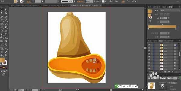 ai怎么绘制劈开的南瓜插画图?
