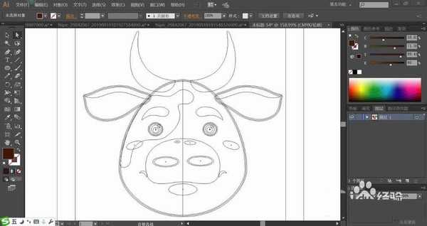 ai怎么绘制花脸的小牛头像? ai小牛头像的画法