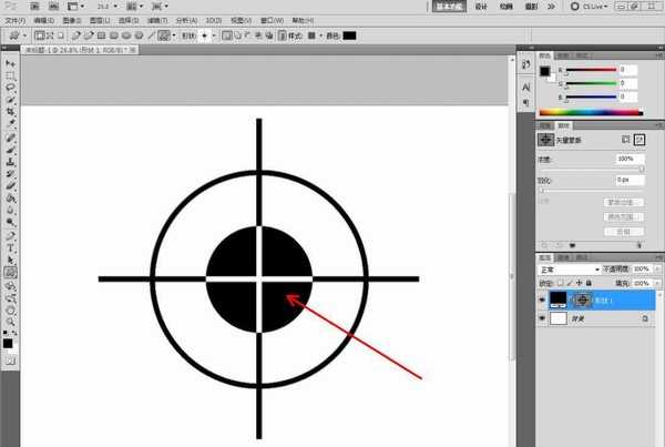 ps怎么快速绘制十字靶标图案? ps瞄准靶图标的画法