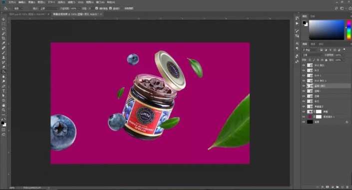 PS合成一张蓝莓果酱宣传海报美工教程