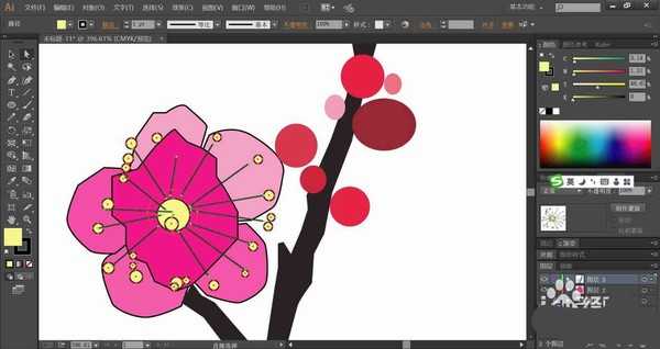 ai怎么绘制一支鲜艳的梅花? ai梅花的画法